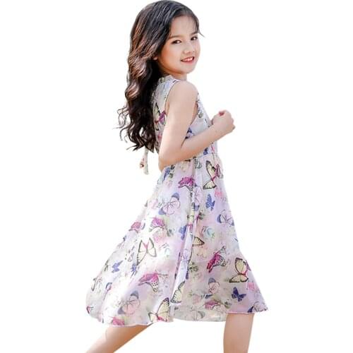 Dress Girl Butterfly Pattern Party Girl Dress Summer Dress Child Casual Style Girls Costumes Kids 6 8 10 12 14