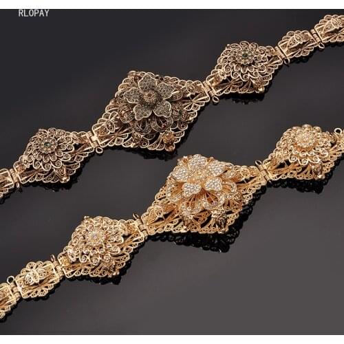 Gold Color Moroccan Caftan Belt for Women Gown Waist Belt Wedding Jewelry Arab Robe Bijoux Bridal Gifts 2021