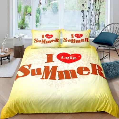Season Style 3D Summer Time Pattern Printed Duvet Cover Pillowcase Bedding Set Bedroom Quilt Cover Child Adult Single Double