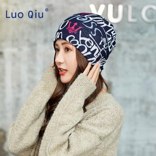 New Fashion Hats for Women Girls Headgear Star Letter Design Hip-hot Skullies Beanies Winter Autumn Multipurpose Cap
