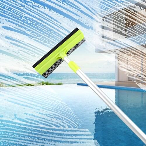 Telescopic Rod Glass Window Cleaner 2 in 1 Home Cleaning Tools Window Glass Cleaner Wiper Squeegee Sponge Adjustable