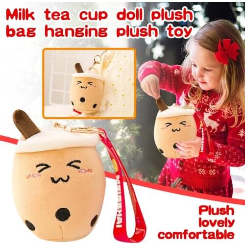 Cute Fruit Drink Plush Stuffed Soft Pink Strawberry Milk Tea Plush Boba Tea Cup Toy Bubble Tea Pillow Cushion Kids Gift 10CM