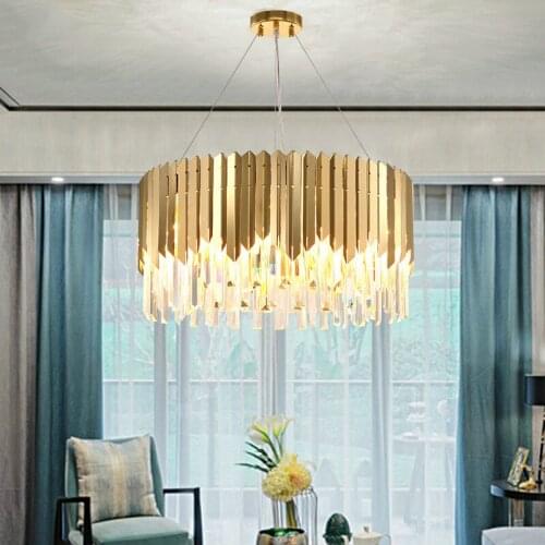 Modern Living Room Lustre Shiny Gold Steel E14 Led Pendant Light Luxury Indoor Lighting Luminaria Led Pendant Lamparas Fixtures