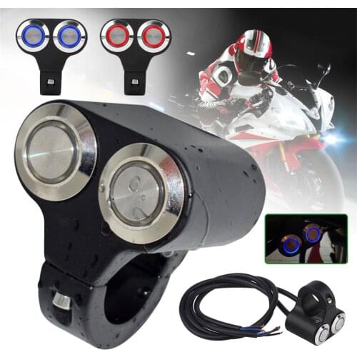 Waterproof LED Motorcycle Handlebar Switch Double ON-OFF Push Button Spot Light Switch Motorcycle Accessorie Self-locking Button