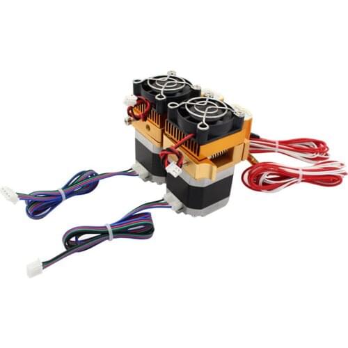 High quality Aluminum Alloy Dual Head Nozzle Extruder Double Print Head Mk8 12v For 3D Printer With 0.4/ 1.75mm metal supplies