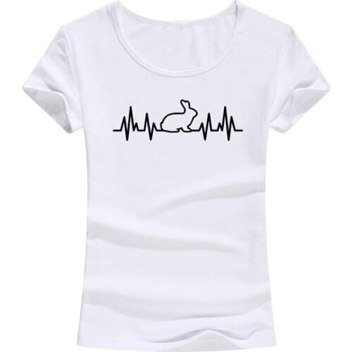 Heartbeat Rabbit Print Women Tshirt Cotton Casual Funny T Shirt For Lady Yong Girl Top Tee Hipster Clothing