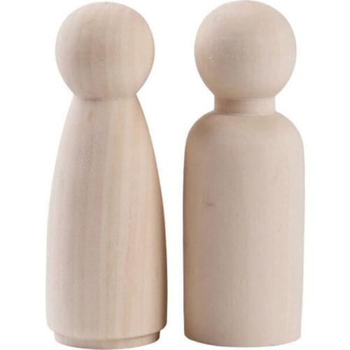 10pcs 75mm Natural Color Male/Female DIY Unfinished Wooden Peg Dolls Wooden Tiny Doll Bodies Figures Painting Doodle Crafts