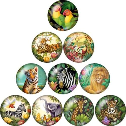 Beauty Forest Animals Birds 10pcs set 12mm/16mm/18mm/25mm Round photo glass cabochon demo flat back Making findings ZB0572