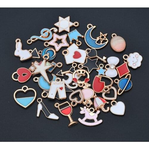 10Pcs Gold Plated Enamel Dangle Charm Pendant for Necklace Bracelet Earring Craft Supplies Jewelry Making