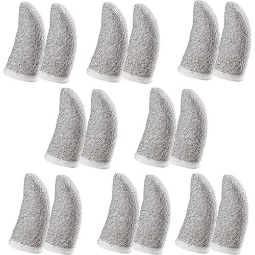 18-Pin Carbon Fiber Finger Sleeves for PUBG Mobile Games ContactScreen Finger Sleeves White(16 Pcs)