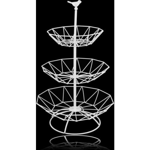 3-Tier Iron Countertop Fruit Storage Basket Bowl Stand for Snacks Organizer