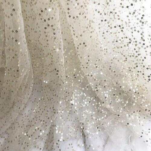 3Y/Lot sequin fabric african lace fabric 2019 star wedding veil sequin mesh wedding soft net fabric supplement