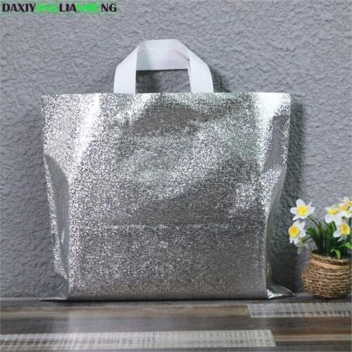 50pcs/lot 35x30cm 4 sizes silver colors Gift tote packaging bag with hand loop, handbag, packing for gift garment,shopping bag