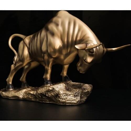 Abstract Resin Gold Fortune Cow Statue Ornaments Crafts Home Decor Business Gifts Living Room Or Bedroom Decoration