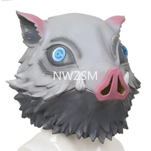 Anime Demon Slayer Mask Halloween Hashibira Inosuke pig face masksWacky ball Party props