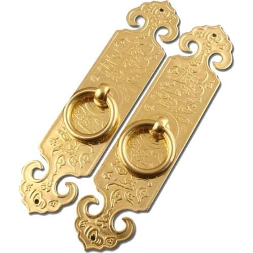 Antique pull hand pure copper straight handle door handle handle lucky treasure brass handle hardware accessories