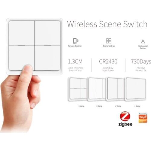 NEW tuya zigbee wireless remote control 4-key 12-mode paste portable switch panel compatible tuya zigbee 3.0 wifi modules