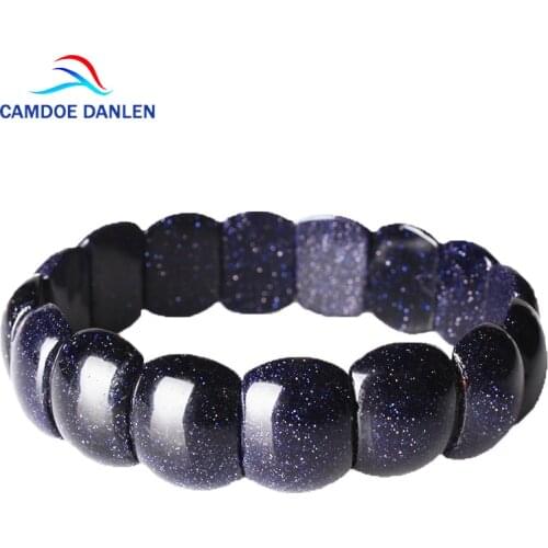CAMDOE DANLE Natural Stone Unisex Bracelet Gold Blue Sand Stone Classic Lucky Charms Yoga Strand Bracelet Bangle For Women Men