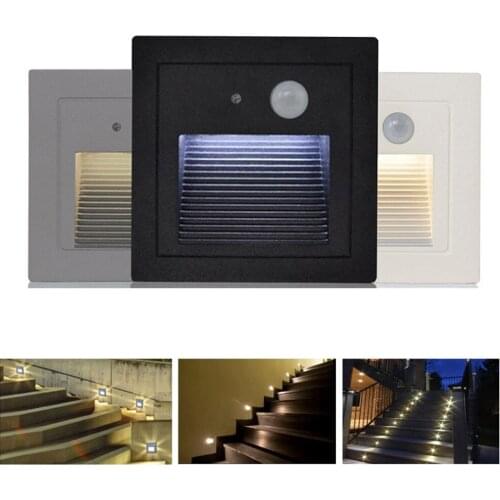 Motion Sensor LED Stairway Lights, Indoor/Outdoor Recessed LED Step Night Light Waterproof Wall Lamps 3W LED Floor Lighting