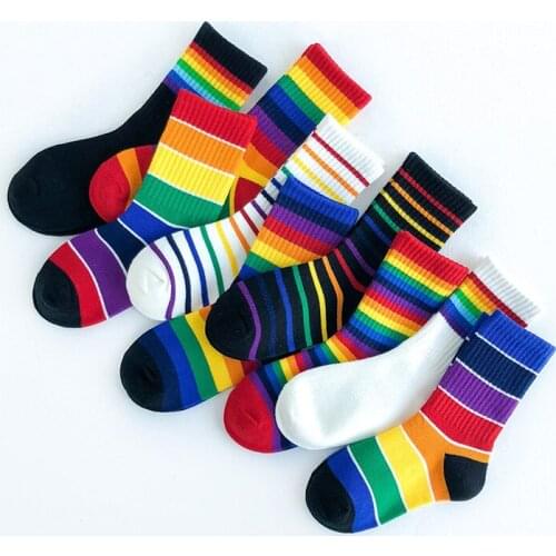 Children Socks Fashion New Design Cotton Autumn Rainbow Colorful Socks For Girls And Boys Spring Ankle Stocking Summer Kids