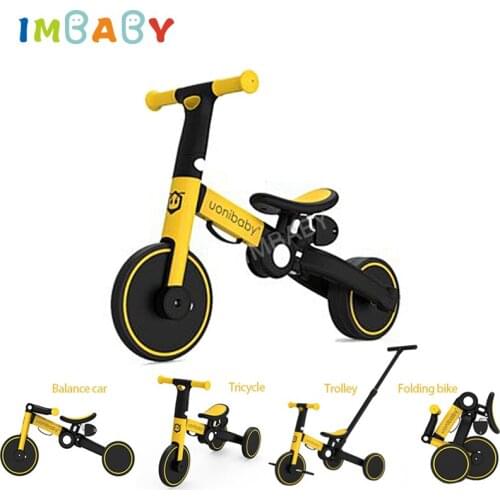 IMBABY Child Balance Bike Infant Tricycle Kick Scooter Newborn Bicycle Folding Stroller Toddler Trike Trolley Gift for 1-6Y Kids