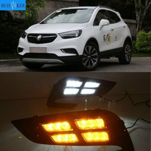 1Pair For Buick Encore Opel mokka 2017 2018 LED DRL Daytime Running Lights Daylight Fog light with Yellow signa