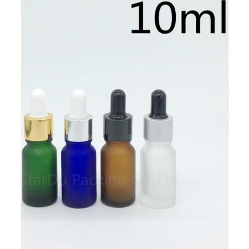 Travel bottle 12pcs 10ml amber green blue Transparent frosted glass essential oil bottle, 10cc glass perfume dropper bottle