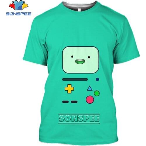SONSPEE 3D Anime Adventure Time Cartoon Print T-shirt Summer Cute Round Neck Casual Unisex Fashion Parent-child Short Sleeve