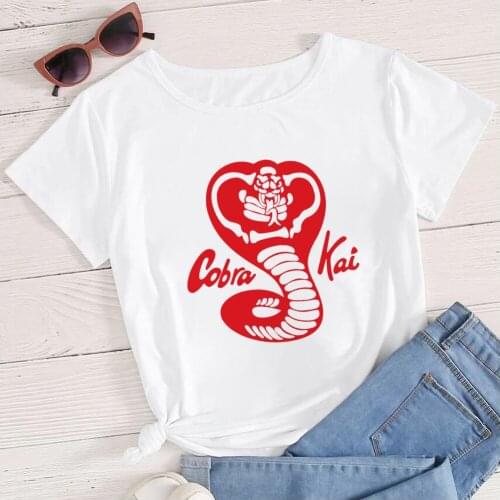 Yellow Cobra Printed T Shirt Women Best Friends Style Top Tee Comfortable Cobra Kai Animation Breathable Unisex Tshirt Feminino