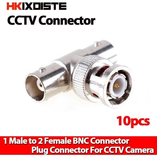 Hot sale BNC Connector "T" Type BNC male to 2xBNC female jack BNC female adapter for CCTV Camera System 10 pieces / lot