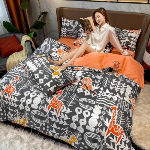 Nordic Light Luxury Ins Wind Bedding Set Pure Cotton Household Luxury 4-piece Simple Duvet Cover Bed Sheet Pillowcase Bedding