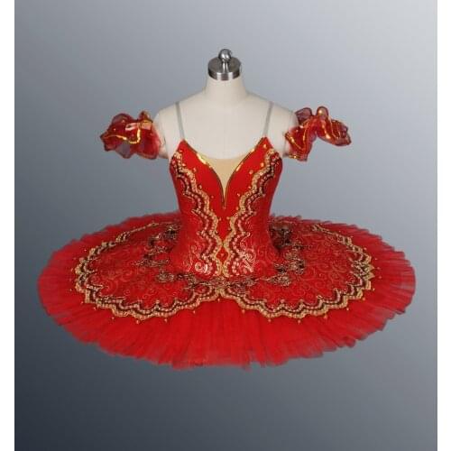 Red Paquita Classical Professional Ballet Tutus Girls Spanish Ballerina Nucracker Platter Stage Costume For Kids