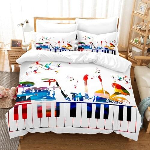 Colorful Piano Bedding Set 3d Duvet Cover Set Comforter Bed Linen Twin Queen King Single Size Kids Adult Gift Fashion Music Cool