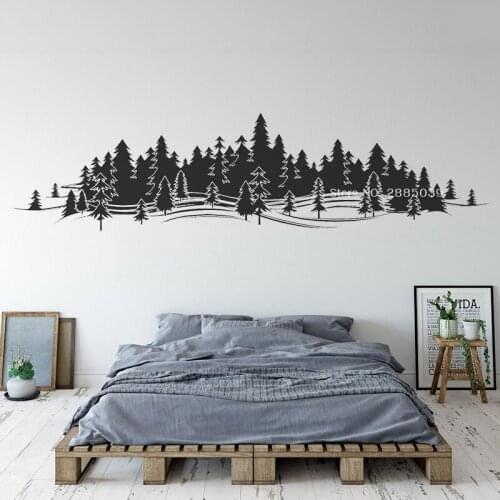 Forest Treescape Wall Decals Mountain Decal, Pine Tree Wall Stickers For Bedroom Wall Decor Living Room Sofa background LC1794