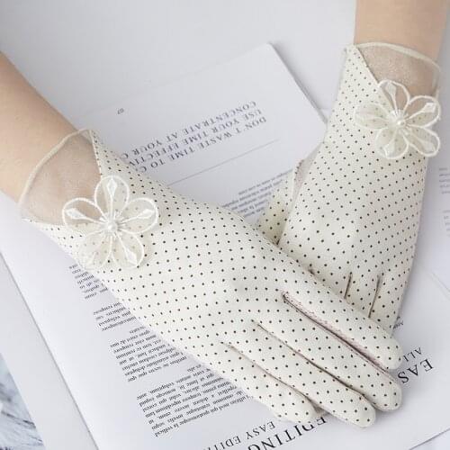 Summer Women Lace Driving Of Thin Touch Screen Glove Cotton UV Sunscreen Short Sun Female Gloves