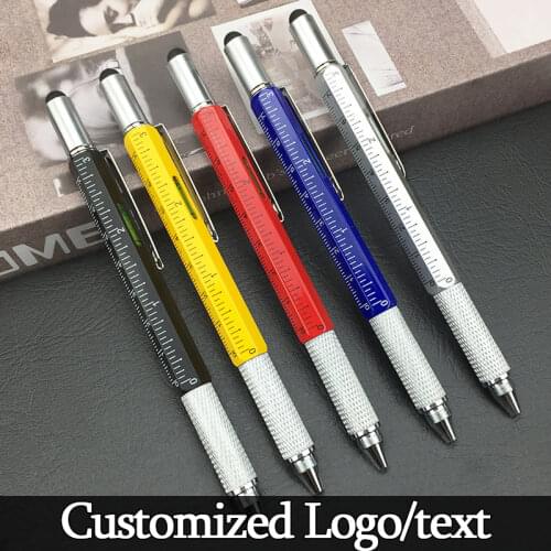 All metals luxury Metal ballpoint pen multicolored rollerball pens office stationery Customized LOGO gift Hidden 6 functions