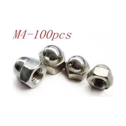 Metric M4 304 Stainless Steel Hex Head Dome Cap Protection Cover Nuts Acorn Nuts 100pcs/Lot Free Shipping