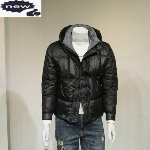 Korean Style Fashion Casual Hooded Men Simple Solid Down Coats Zipper Pockets Long Sleeve Winter Warm Jacket Luxury Streetwear