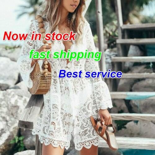 Fashion Women Bathing Suit Lace Crochet Bikini Swimwear Cover Up Beach Dress