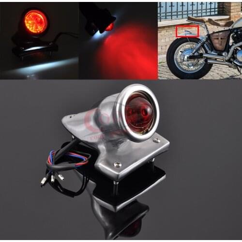 Motorcycle Rear LED Brake Tail Light Bracket License Plate Light For Harley Honda Street Bob Bobber Chopper