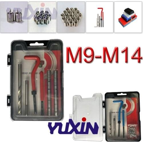 M9-M14 Car Pro Coil Drill Tool Metric Thread Repair Insert Kits Helicoil Car Repair Tools Coarse Crowbar Screw Tooth Repair Kit
