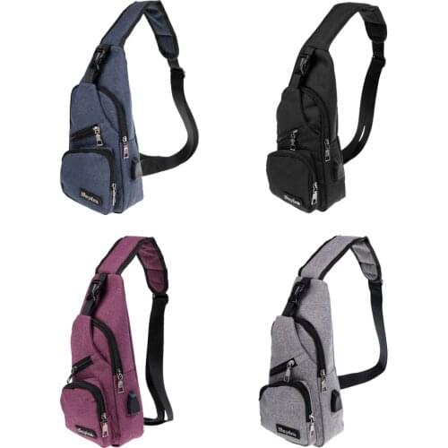 Sport Sling Shoulder Cross Body Chest Pack Bag With USB Charging Port