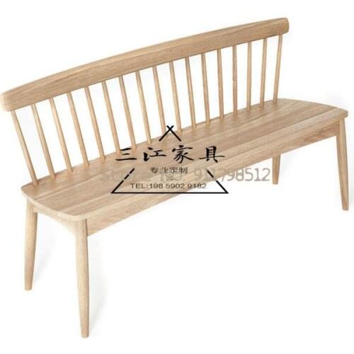 Nordic solid wood dining chair dining table bench with backrest shoe replacement stool home leisure simple living room Windsor i