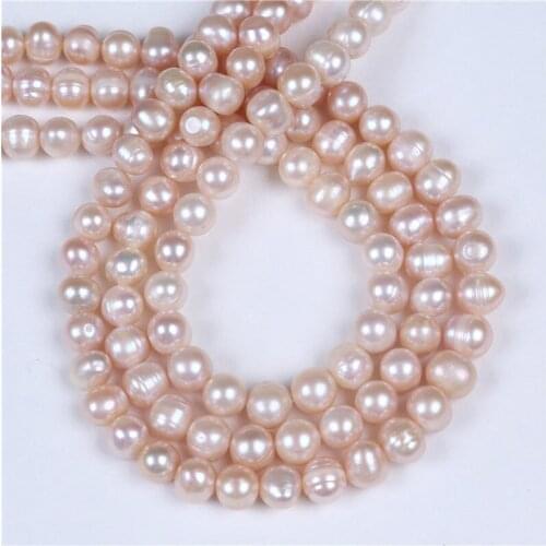 Wholesale Natural 8-9mm Pink Potato Near Round Pearl Beads Loose 14