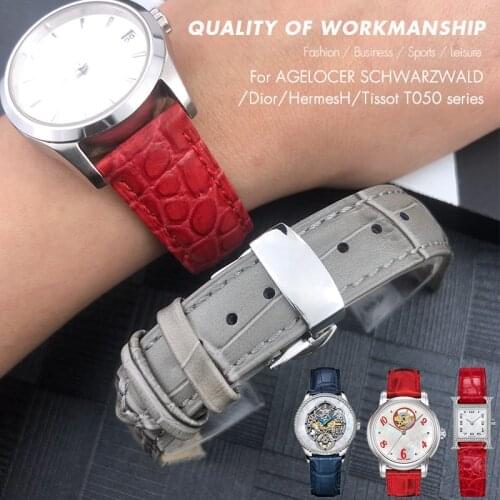 18mm Hight Quality Genuine Leather Strap Watch Band Fit for Agelocer Schwarzwald Dior Tissot Hermes Colourful Bracelets Women