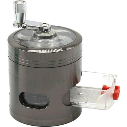 Luxury 4 Layers Tobacco Grinder Herb Weed Grinder with Mill Handle Red Color drawer Smoke Grinder Metal Kitchen Gadgets