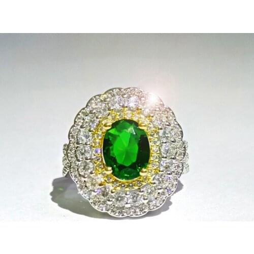 Luxury full-dash color-separated womens silver-plated ring Delicate micro-inlaid zircon jewelry womens fashion anniversaryring