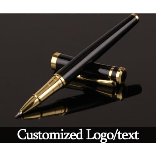 Luxury Metal Silver Black Signature Ballpoint Pens for Business Writing Office School Supplies Stationery Customized Logo gift