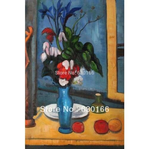 Modern Still Life Painting Le Vase Bleu by Paul Cezanne Wall Art Oil on Canvas for Kitchen Dinning Room Hand Painted