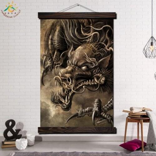 Chinese Dragon Demon Modern Wall Art Print Pop Art Picture And Poster Frame Hanging Scroll Canvas Painting Home Decoration